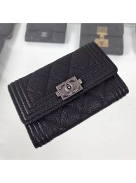 Chanel Grained Leather Small Flap Boy Wallet A80603 Black 2019 Collection AQ01262