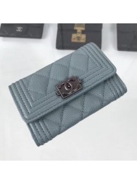 Chanel Grained Leather Small Flap Boy Wallet A80603 Light Green 2019 Collection AQ01842