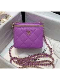 Chanel Grainy Leather Mini Vanity with Classic Chain AP1340 Purple 2020 Collection AQ04194