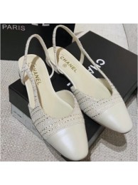 Chanel Heel 2cm Flat Slingbacks G31319 Tweed/Creamy AQ02960