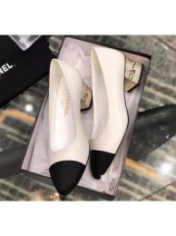 Chanel Heel 4cm Lambskin/Grosgrain Pumps G34906 white/Black 2019 AQ01716