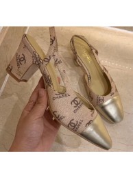 Chanel Heel 6.5cm Slingbacks G31318 Logo Beige 2020 AQ02281