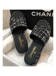 Chanel Heel CC Logo Tweed Mules Black 2020 AQ03260