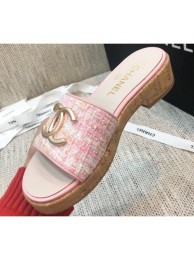 Chanel Heel Gold CC Logo Mules G36065 Pink 2020 AQ01402