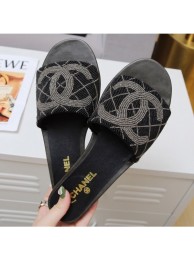 Chanel Heel Pearl Embroidery CC Logo Mules G35904 Black 2020 AQ01124