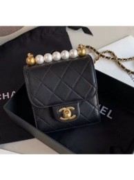 Chanel Imitation Pearls Square Clutch with Chain Bag AP0997 Black 2020 Collection AQ03332