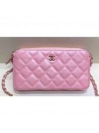 Chanel Iridescent Pearl Caviar Classic Clutch with Chain Bag A82527 Pink 2019 AQ02748