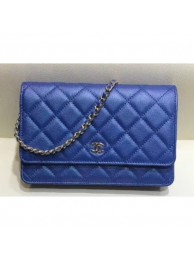 Chanel Iridescent Pearl Caviar Wallet On Chain WOC Bag Blue 2019 AQ03426