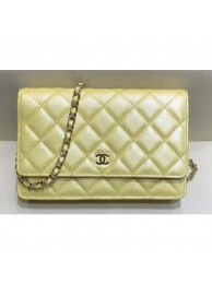 Chanel Iridescent Pearl Caviar Wallet On Chain WOC Bag Yellow 2019 AQ03079