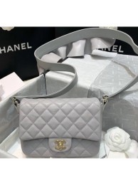 Chanel Lambskin & Calfskin Flap Bag AS1737 Grey 2020 Collection AQ01265