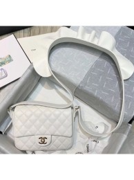 Chanel Lambskin & Calfskin Flap Bag AS1737 White 2020 Collection AQ04333