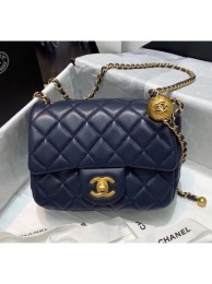 Chanel Lambskin & Gold-Tone Metal Flap Bag AS1786 Navy Blue 2020 Collection AQ00627