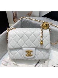 Chanel Lambskin & Gold-Tone Metal Flap Bag AS1786 White 2020 Collection AQ02052