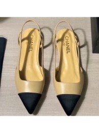 Chanel Lambskin and Satin Slingbacks G35261 Beige/Black 2020 AQ01745