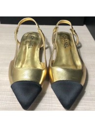 Chanel Lambskin and Satin Slingbacks G35261 Metallic Gold/Black 2020 AQ02563