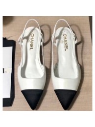 Chanel Lambskin and Satin Slingbacks G35261 White/Black 2020 AQ02994