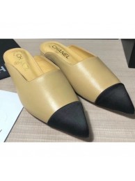 Chanel Lambskin and Satin Slippers Beige/Black 2020 AQ04350