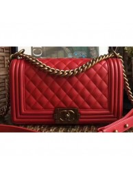 Chanel Lambskin Boy Flap Medium Bag Red/Gold AQ02168