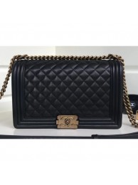 Chanel Lambskin Boy Flap New Medium Bag Black/Gold AQ02443