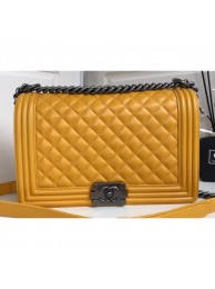 Chanel Lambskin Boy Flap New Medium Bag Yellow AQ01969