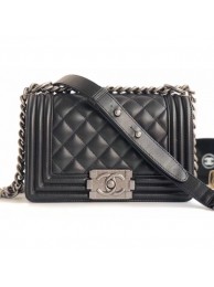 Chanel Lambskin Boy Flap Small Bag Black/Silver AQ04062