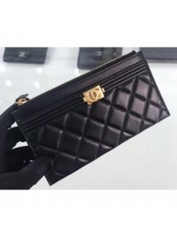 Chanel Lambskin Boy Pouch Clutch Bag A84478 Black/Gold AQ02492