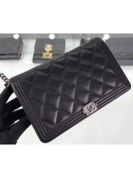 Chanel Lambskin Boy Wallet On Chain WOC Bag A81969 Black/Silver 2019 AQ01186