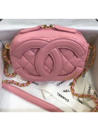 Chanel Lambskin Camera Case Clutch Bag With Big CC Logo AS1757 Pink 2020 Collection AQ01374