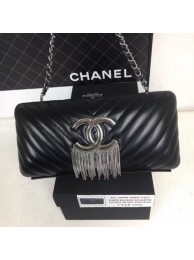 Chanel Lambskin CC Tassel Evening Clutch with Chain A69406 Black 2019 Collection AQ02725