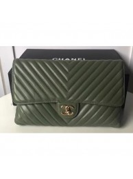 Chanel Lambskin Chevron Classic Clutch Bag A57650 Army Green 2018 AQ01626