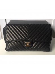 Chanel Lambskin Chevron Classic Clutch Bag A57650 Black 2018 AQ04334