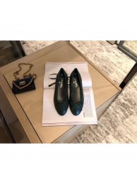 Chanel Lambskin Classic Bow Ballerinas Flats Quilting Dark Green AQ01525