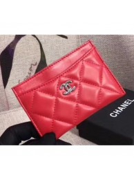 Chanel Lambskin Classic Card Holder A31510 Red AQ01035