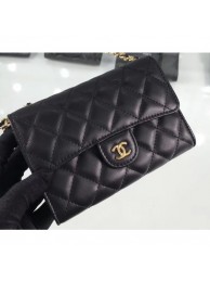 Chanel Lambskin Classic Clutch with Chain Bag A84512 Black/Gold AQ02570