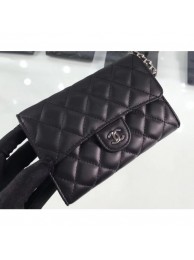 Chanel Lambskin Classic Clutch with Chain Bag A84512 Black/Silver AQ00594