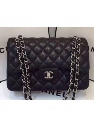 Chanel Lambskin Classic Flap 30cm Bag Black With Silver Hardware 2018 AQ01085