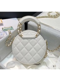 Chanel Lambskin Clutch With Chain & Round Handles AP1176 Whtie 2020 Collection AQ00888