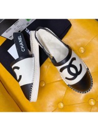 Chanel Lambskin Espadrilles Mules Sandals White/Black 2020 Collection AQ03193