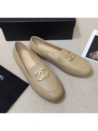 Chanel Lambskin Flat Loafers With Metal CC Logo Nude 2020 Collection AQ01756