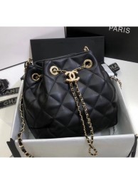 Chanel Lambskin Large Drawstring Bag With Chain AS1699 Black 2020 Collection AQ03367