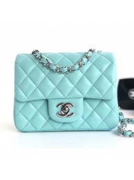 Chanel Lambskin Mini Classic Flap Bag A01115 Light Blue With Silver Hardware AQ01927