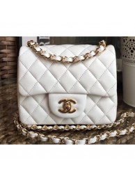 Chanel Lambskin Mini Classic Flap Bag A1115 White AQ02273