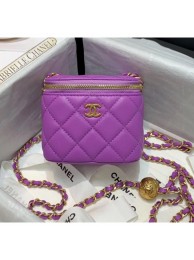 Chanel Lambskin Small Classic Box with Chain And Gold Metal Ball AP1447 Purple 2020 Collection AQ03021