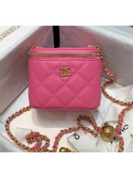 Chanel Lambskin Small Classic Box with Chain And Gold Metal Ball AP1447 Rosy 2020 Collection AQ03521