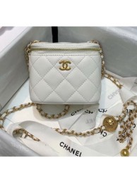 Chanel Lambskin Small Classic Box with Chain And Gold Metal Ball AP1447 White 2020 Collection AQ03800