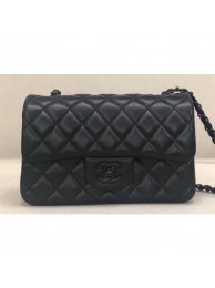 Chanel Lambskin Small Classic Flap Bag A1116 So Black AQ03908