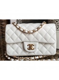 Chanel Lambskin Small Classic Flap Bag A1116 White AQ00612