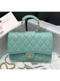 Chanel Lambskin Wallet on Chain With Round Handle AP1177 Light Green 2020 Collection AQ02611