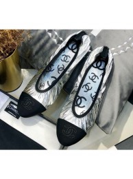 Chanel Laminated Goatskin and Grosgrain Ballerinas G36166 Metallic Silver 2020 AQ01891