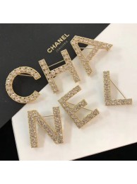 Chanel Lettering Brooch AB1368 Gold/Crystal 2019 Collection AQ02971